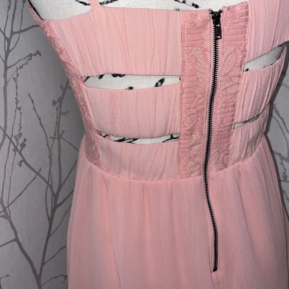 Princess Vera Wang Lace Chiffon‎ Dress Kids Large Pink Excellent Cutout Back